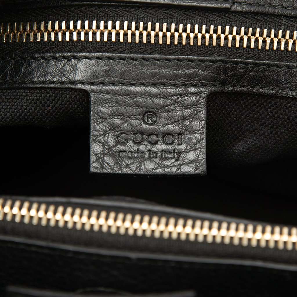 Gucci Medium Calfskin Bamboo Shopper Satchel Black Leather Very good - Box View