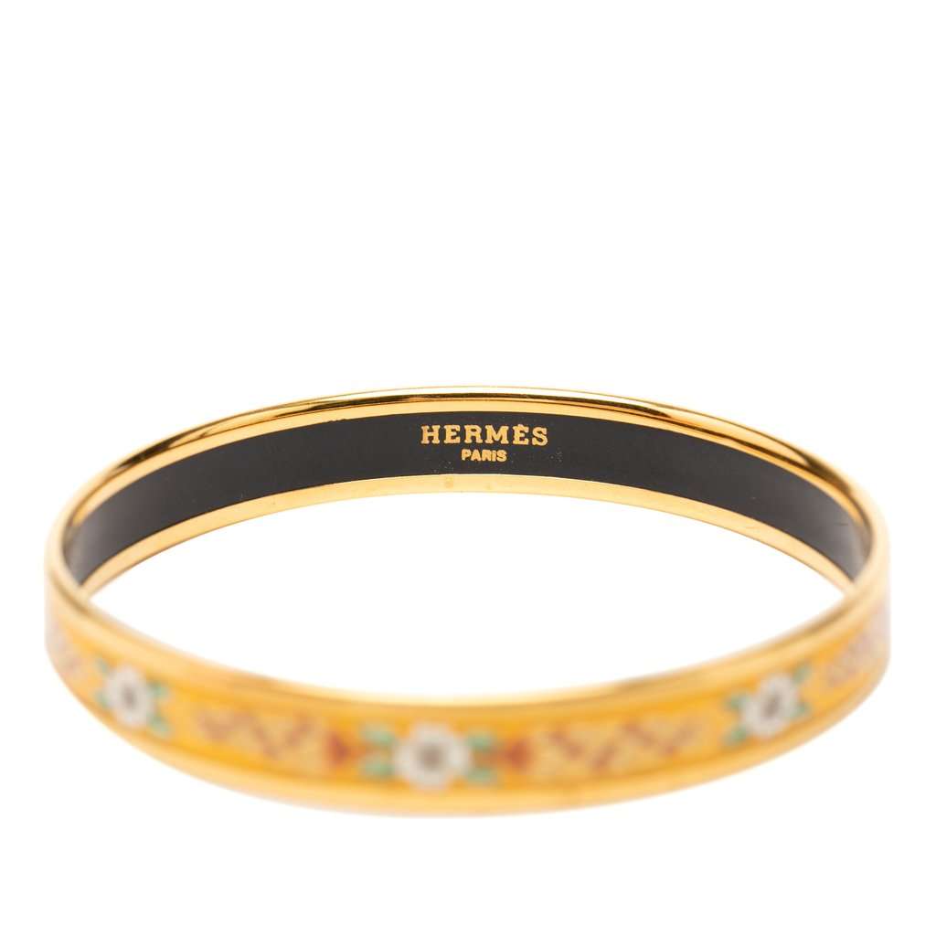 Hermès Narrow Wild Flower Enamel Bangle 65 MultiColor Very good - Model View