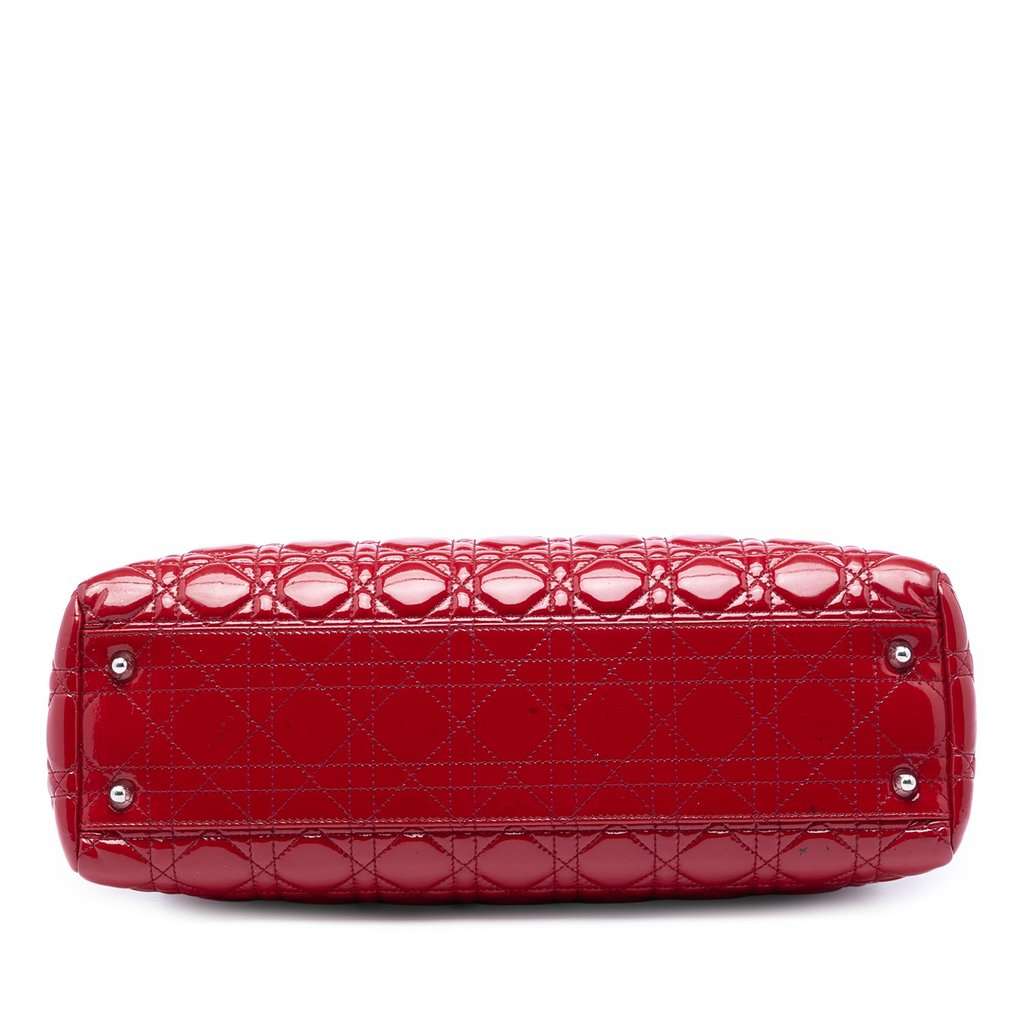 Dior Large Patent Cannage Soft Zipped Lady Dior Shopping Tote Red Leather Very good - Inside View