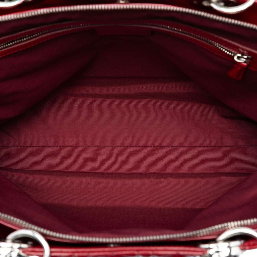 Dior Large Patent Cannage Soft Zipped Lady Dior Shopping Tote Red Leather Very good - Model View