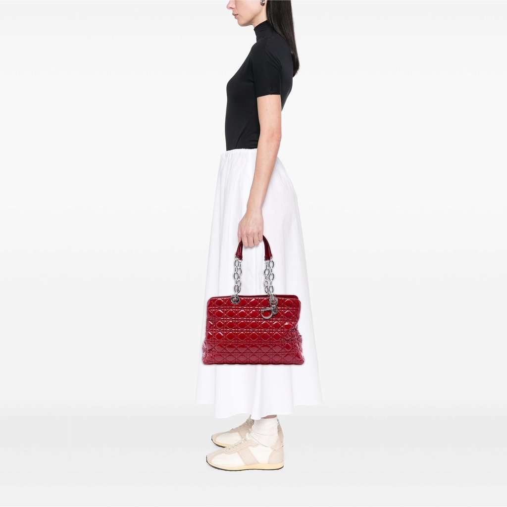 Dior Large Patent Cannage Soft Zipped Lady Dior Shopping Tote Red Leather Very good - Box View