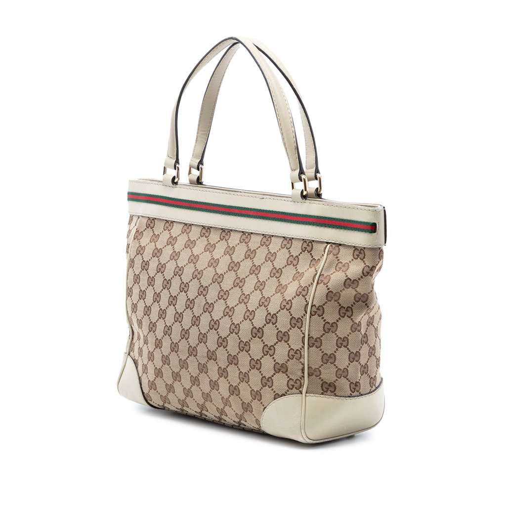 Gucci GG Canvas Web Mayfair Tote Beige Very good - Back View