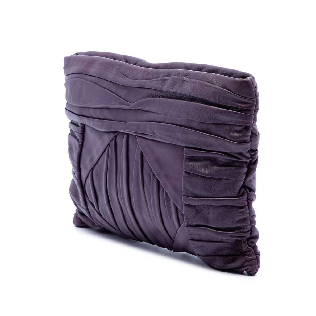 Prada Pleated Nappa Clutch Purple Leather Very good condition - Back View