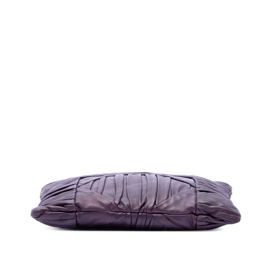 Prada Pleated Nappa Clutch Purple Leather Very good condition - Inside View