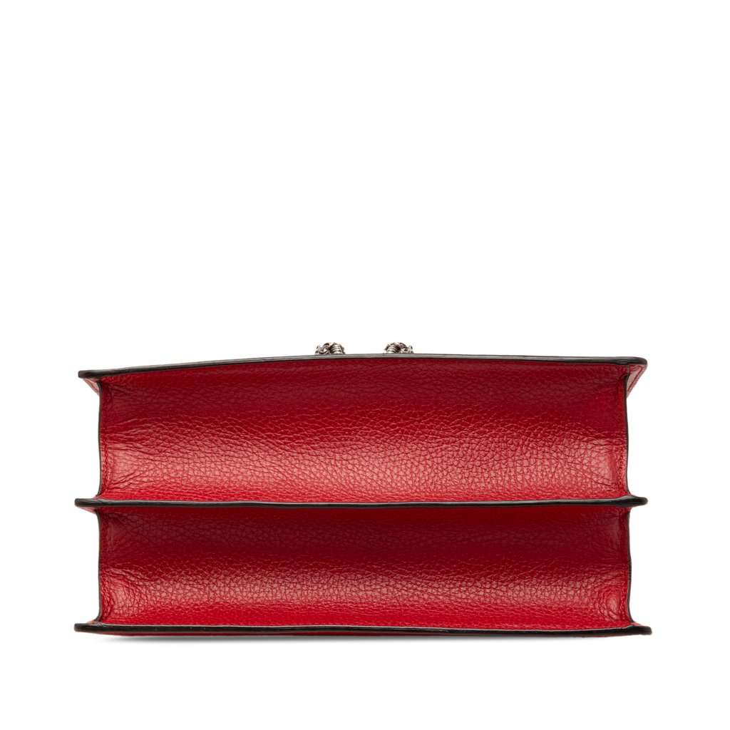 Gucci Medium Calfskin Bamboo Dionysus Web Satchel Red Leather Very good condition - Inside View