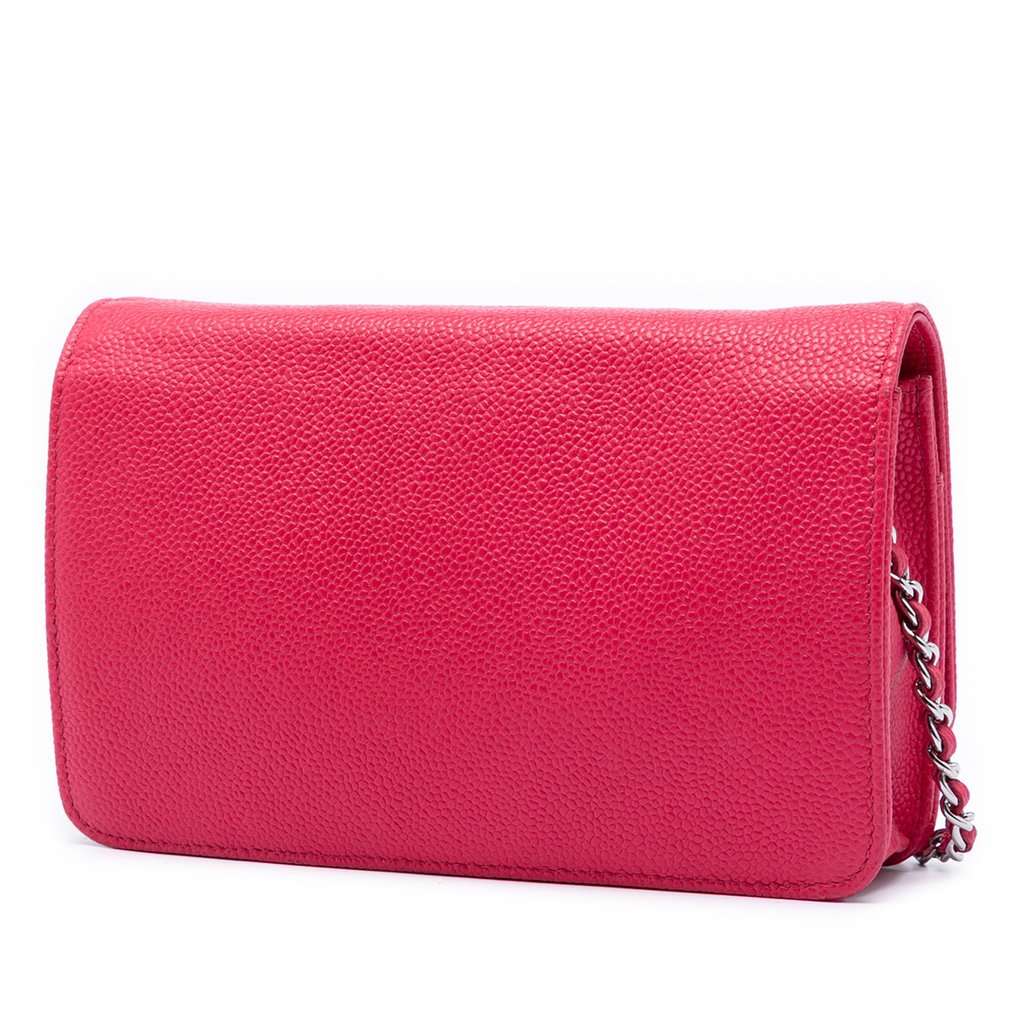 Chanel Caviar Bicolor CC Wallet On Chain Pink Leather Very good - Back View