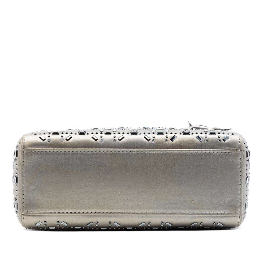 Dior Mini Satin Cannage Crystal Embellished Lady Dior Grey Very good condition - Inside View