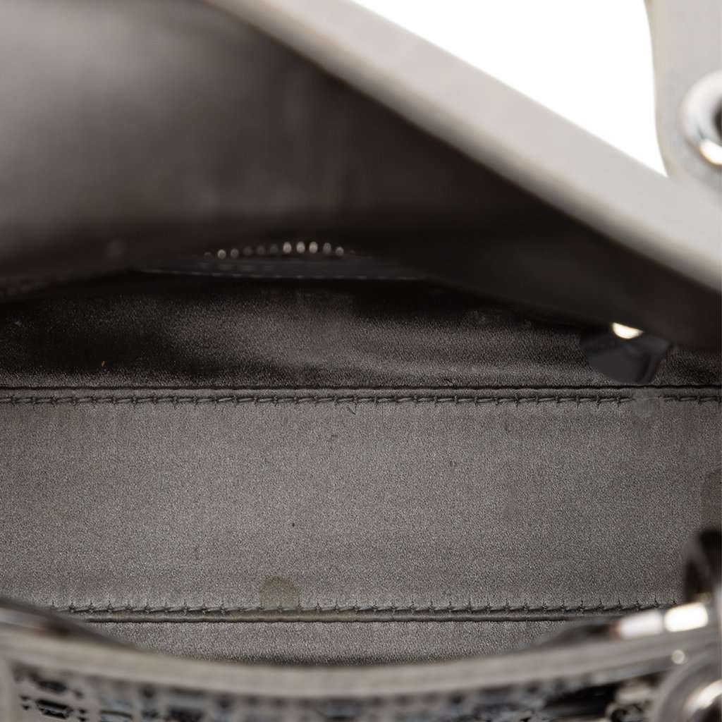 Dior Mini Satin Cannage Crystal Embellished Lady Dior Grey Very good condition - Model View