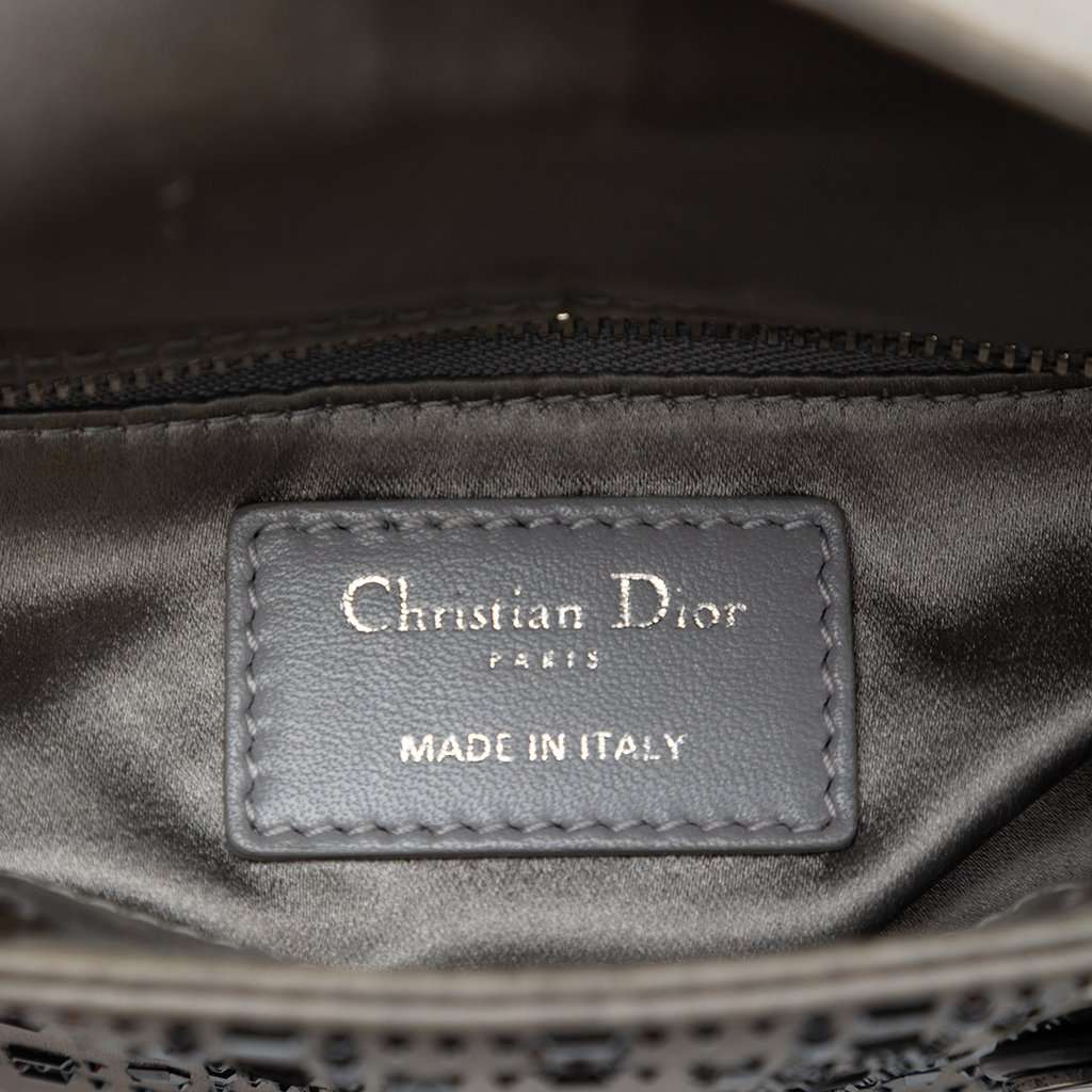 Dior Mini Satin Cannage Crystal Embellished Lady Dior Grey Very good condition - Box View