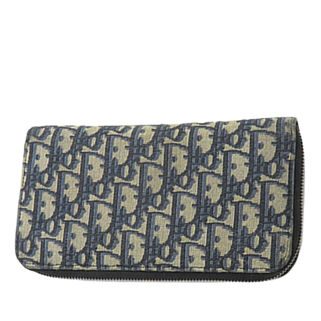 Dior Oblique Canvas and Leather Saddle Zippy Wallet Black Very good - Back View