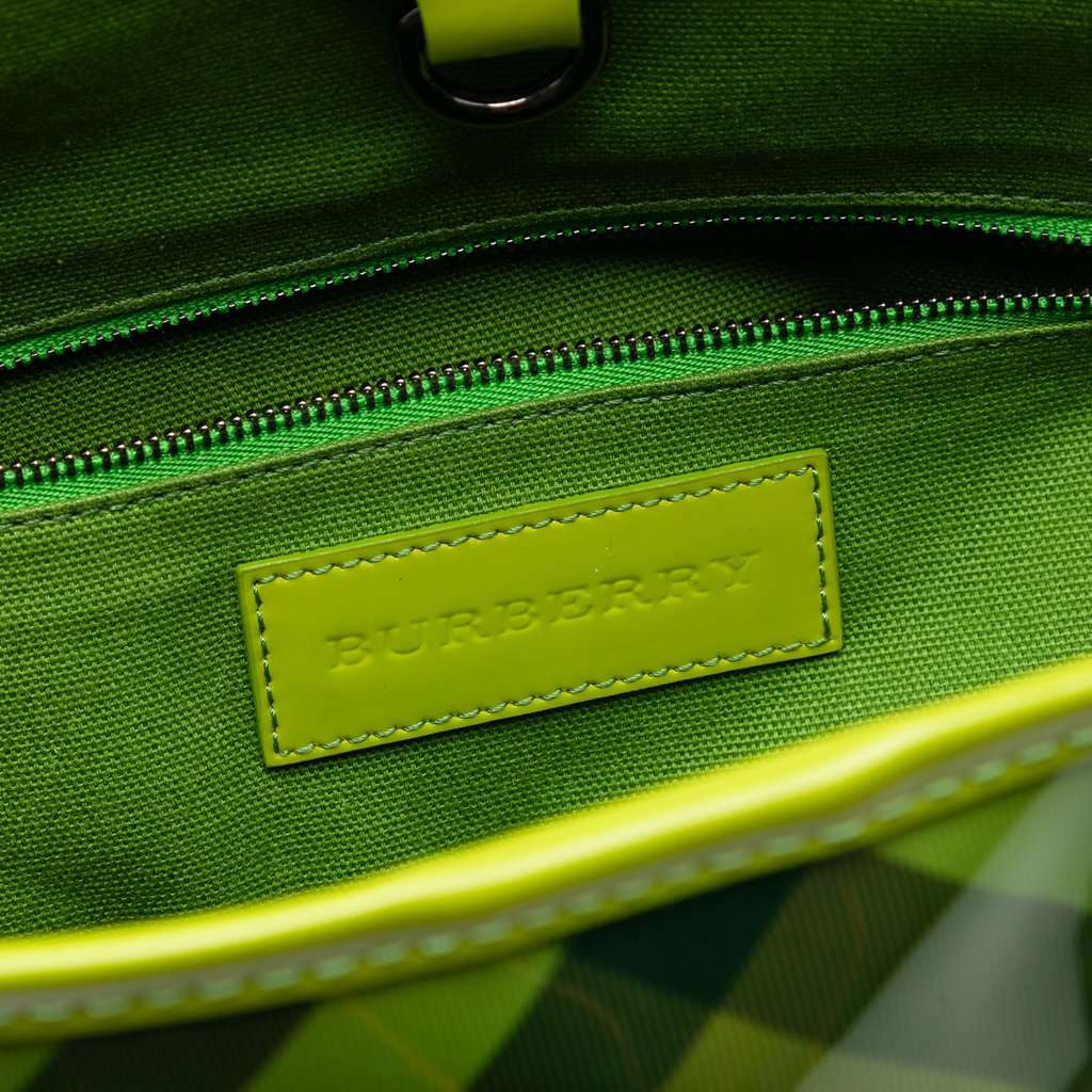 Burberry Patent Trimmed Supernova Check Coated Canvas Tote Beige Very good condition - Box View