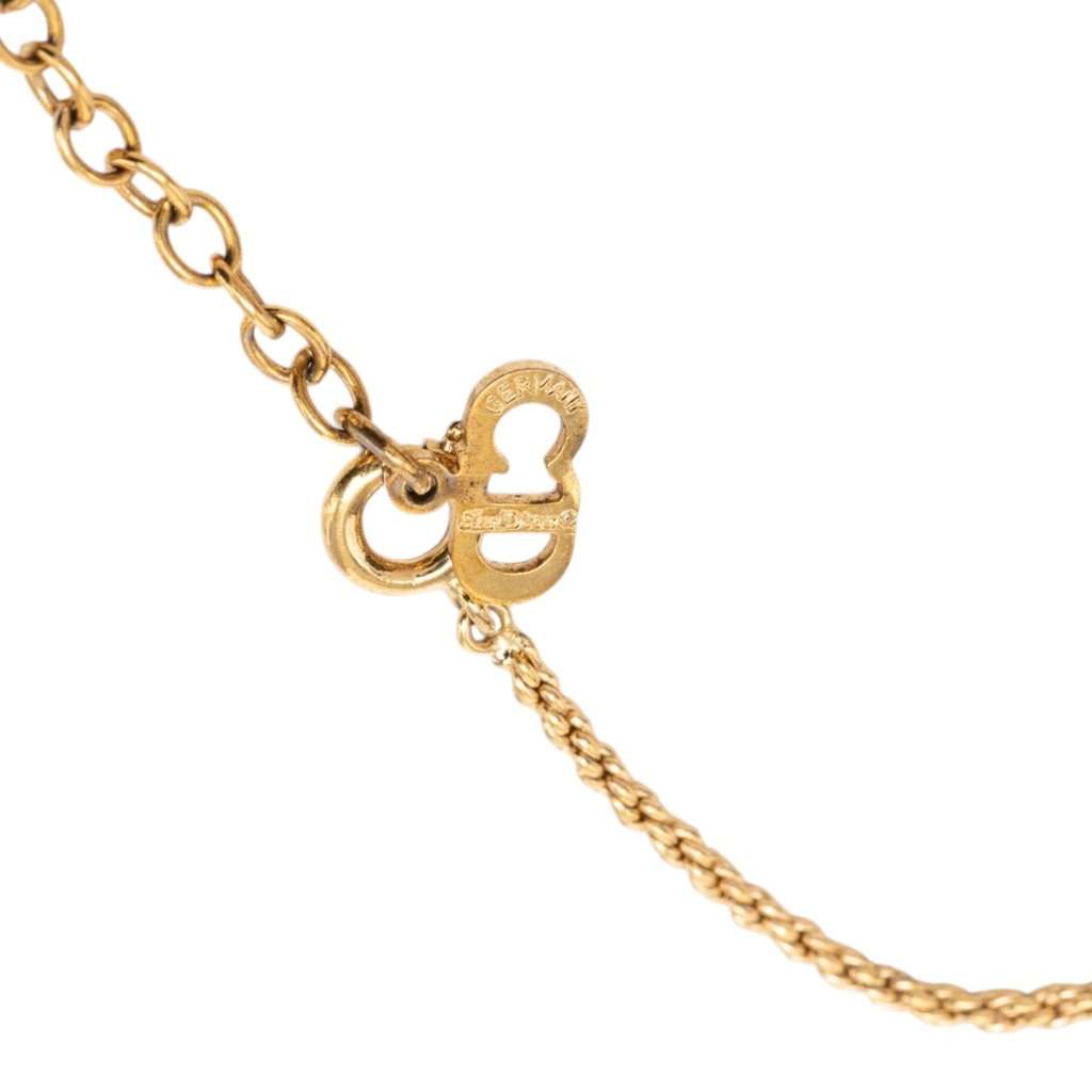 Dior Gold Plated CD Logo Twisted Round Pendant Necklace Gold Metal Very good condition - Model View