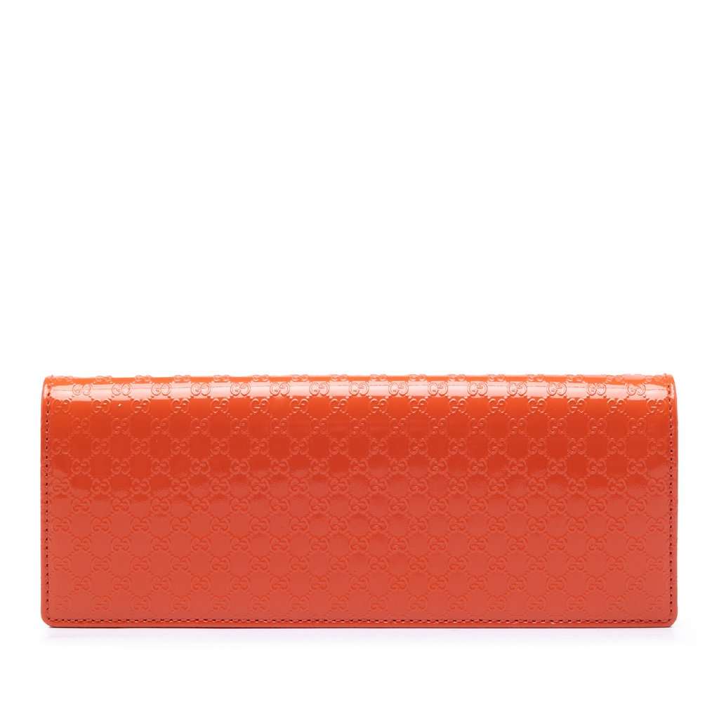 Gucci Microguccissima Patent Broadway Clutch Orange Leather Very good condition - Front View