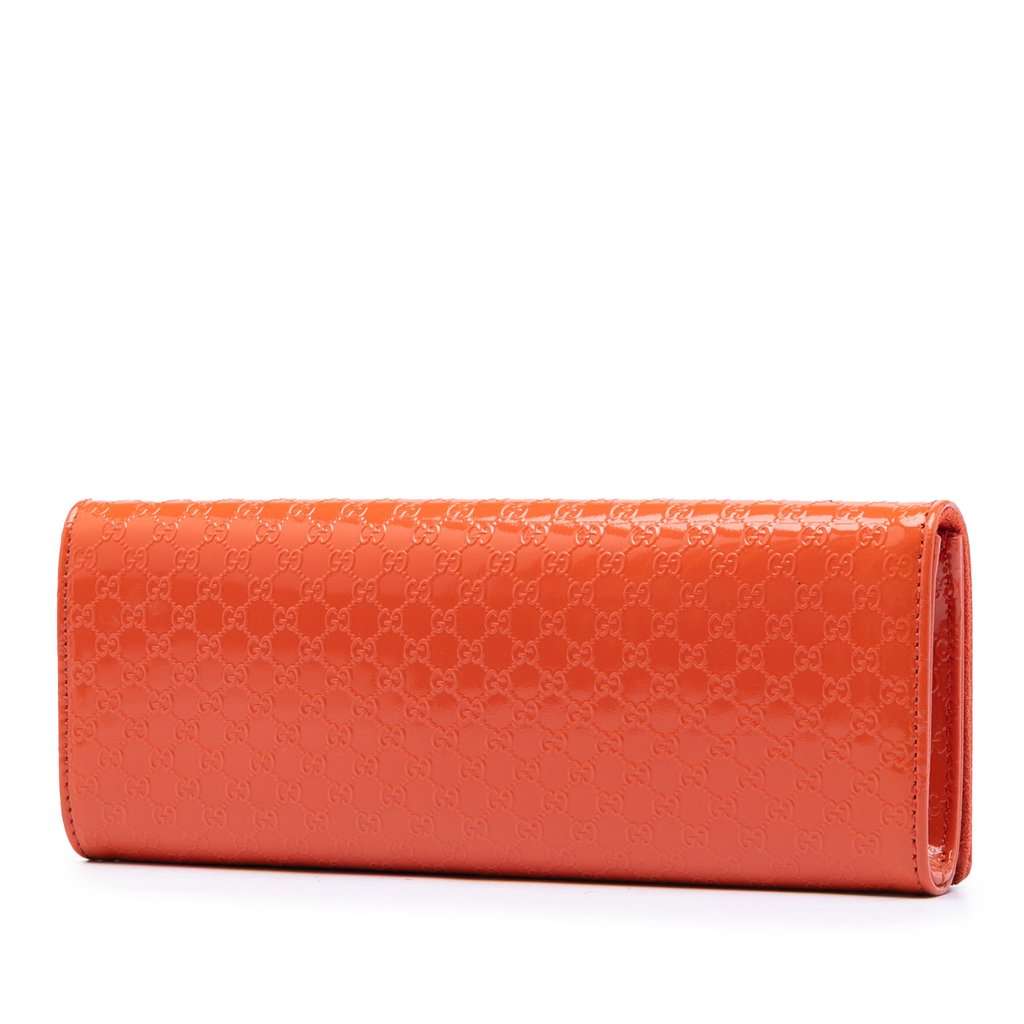 Gucci Microguccissima Patent Broadway Clutch Orange Leather Very good condition - Back View