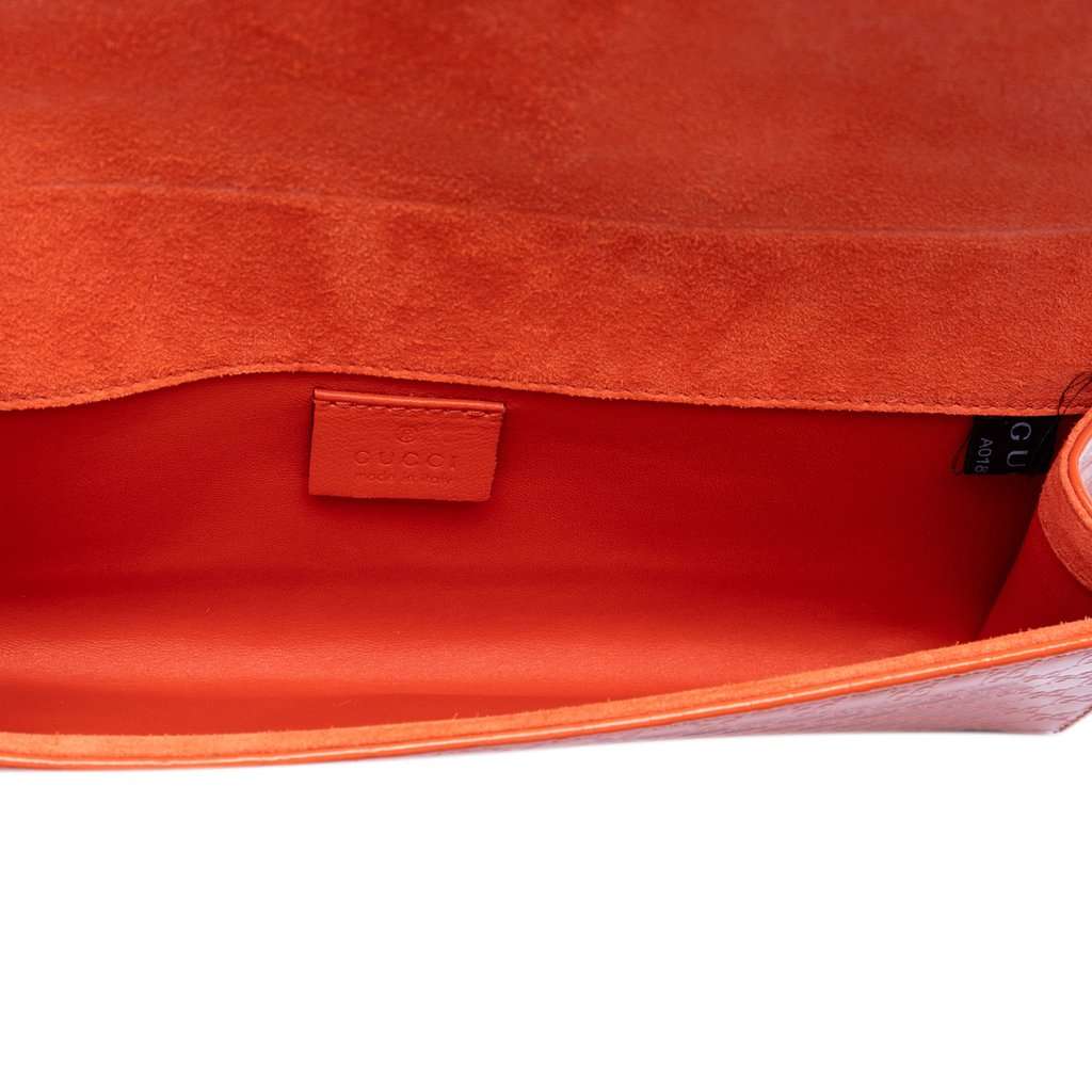 Gucci Microguccissima Patent Broadway Clutch Orange Leather Very good condition - Model View