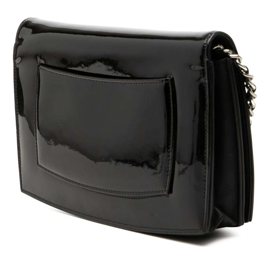 Chanel CC Patent Compact Wallet On Chain Black Leather Very good condition - Back View