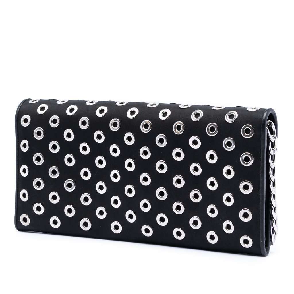 Prada Tessuto Grommet Wallet On Chain Black Very good condition - Back View