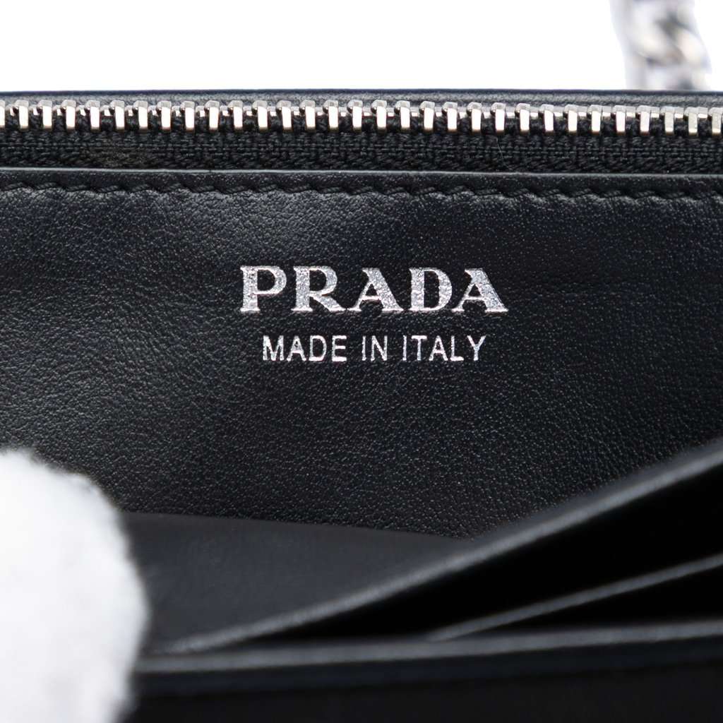 Prada Tessuto Grommet Wallet On Chain Black Very good condition - Box View