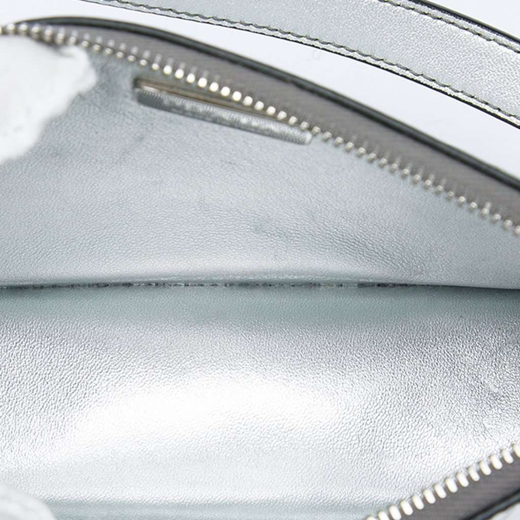 Prada Mini Metallic Spazzolato Tria Shoulder Bag Silver Leather Very good - Model View