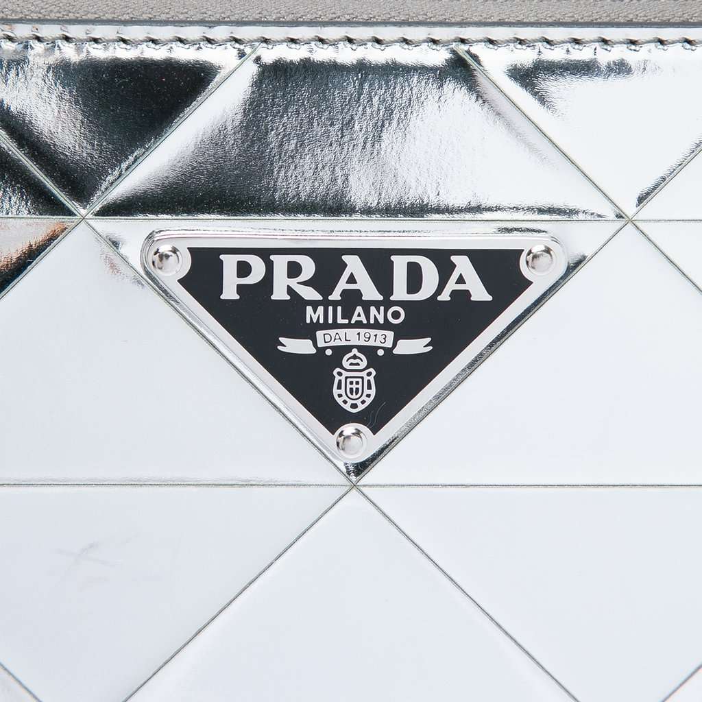 Prada Mini Metallic Spazzolato Tria Shoulder Bag Silver Leather Very good - Box View