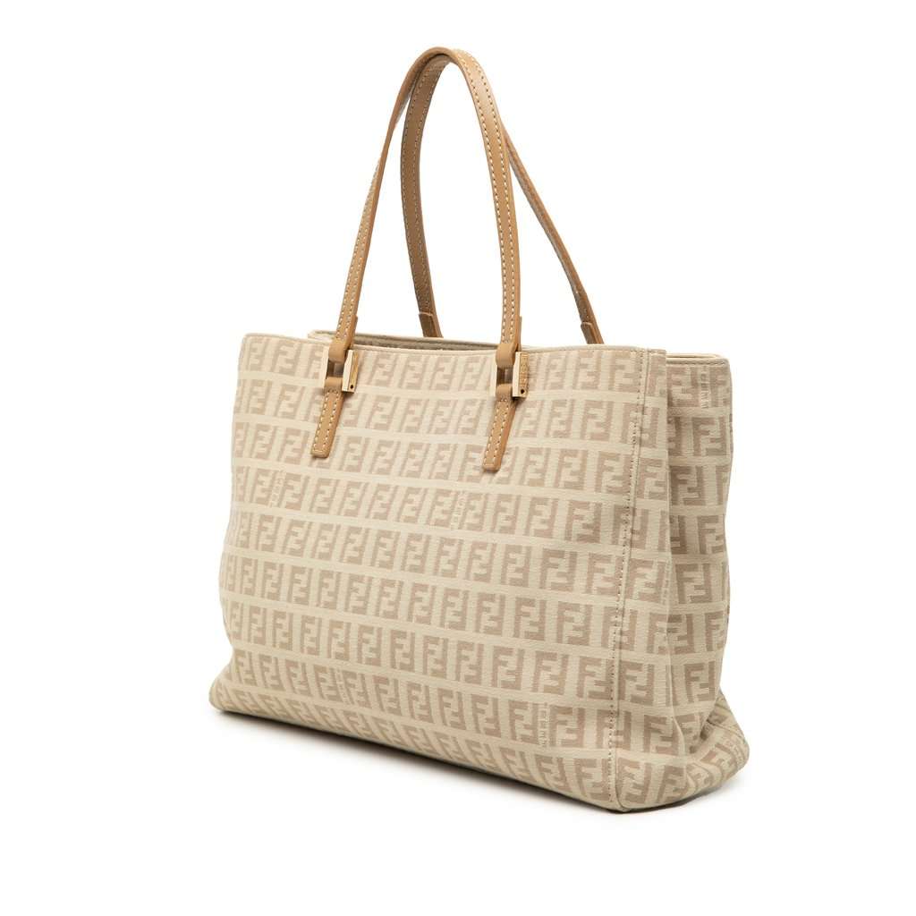 Fendi Small Zucchino Canvas Tote Beige Very good condition - Back View
