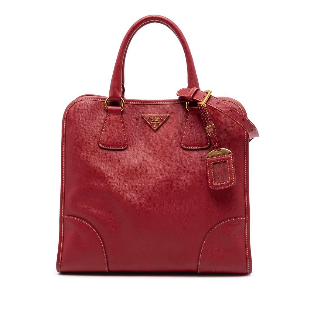 Prada Saffiano Lux Shopping Tote Red Leather Very good - Front View