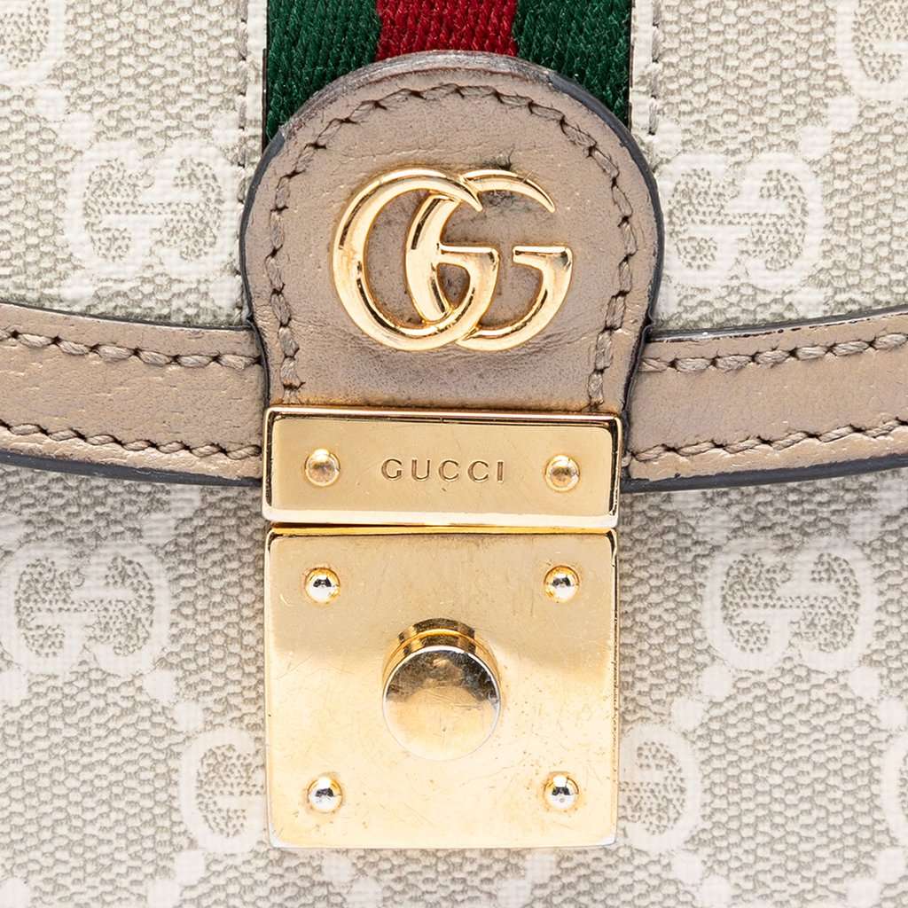 Gucci Small GG Canvas Web Ophidia Top Handle Flap Beige Very good condition - Box View