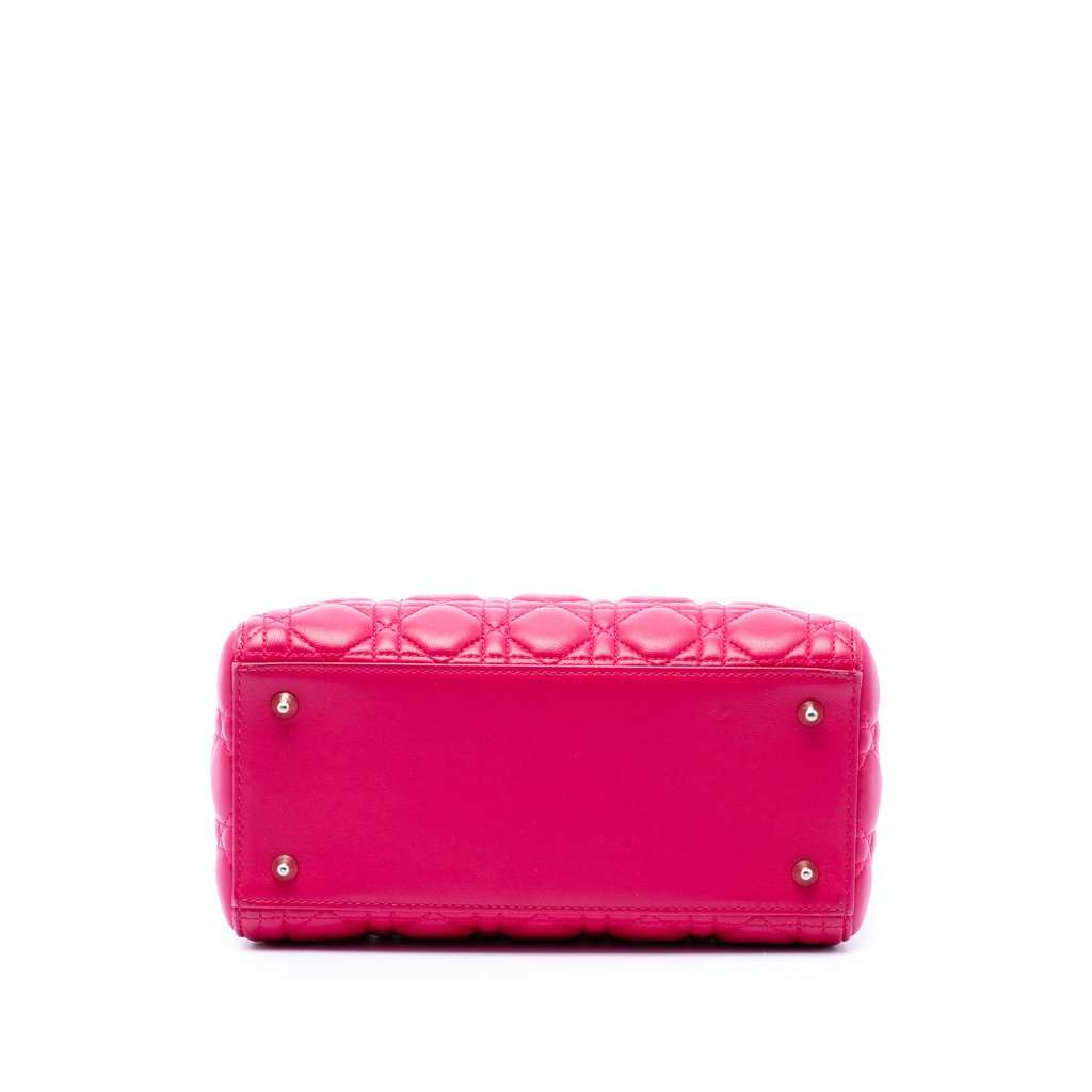 Dior Medium Lambskin Cannage Lady Dior Pink Leather Very good condition - Inside View