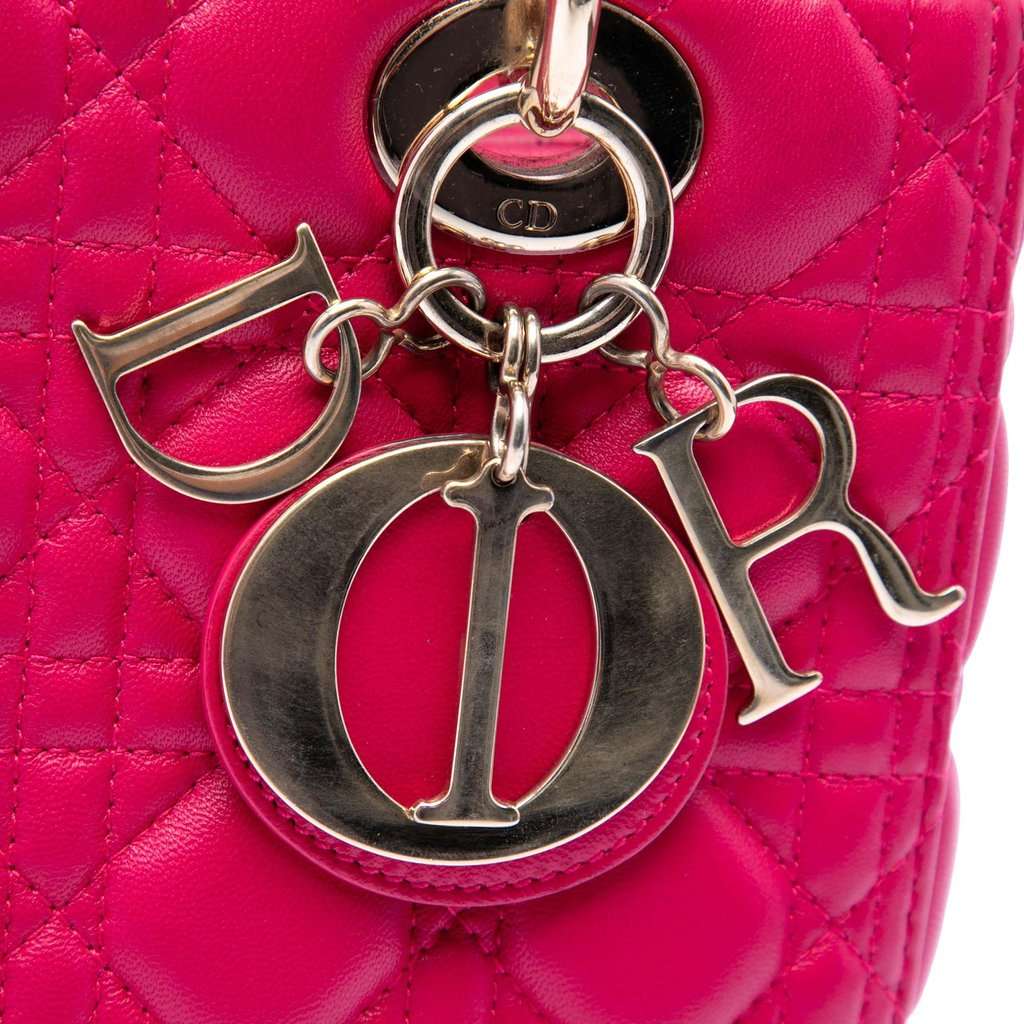 Dior Medium Lambskin Cannage Lady Dior Pink Leather Very good condition - Box View