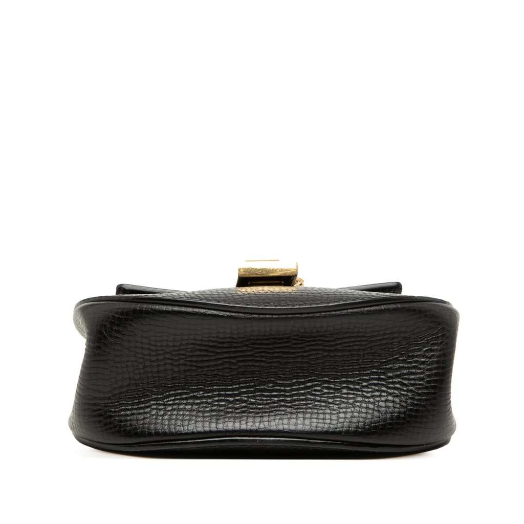 Chloé Mini Bicolor Grained Calfskin Drew Crossbody Black Leather Very good condition - Inside View