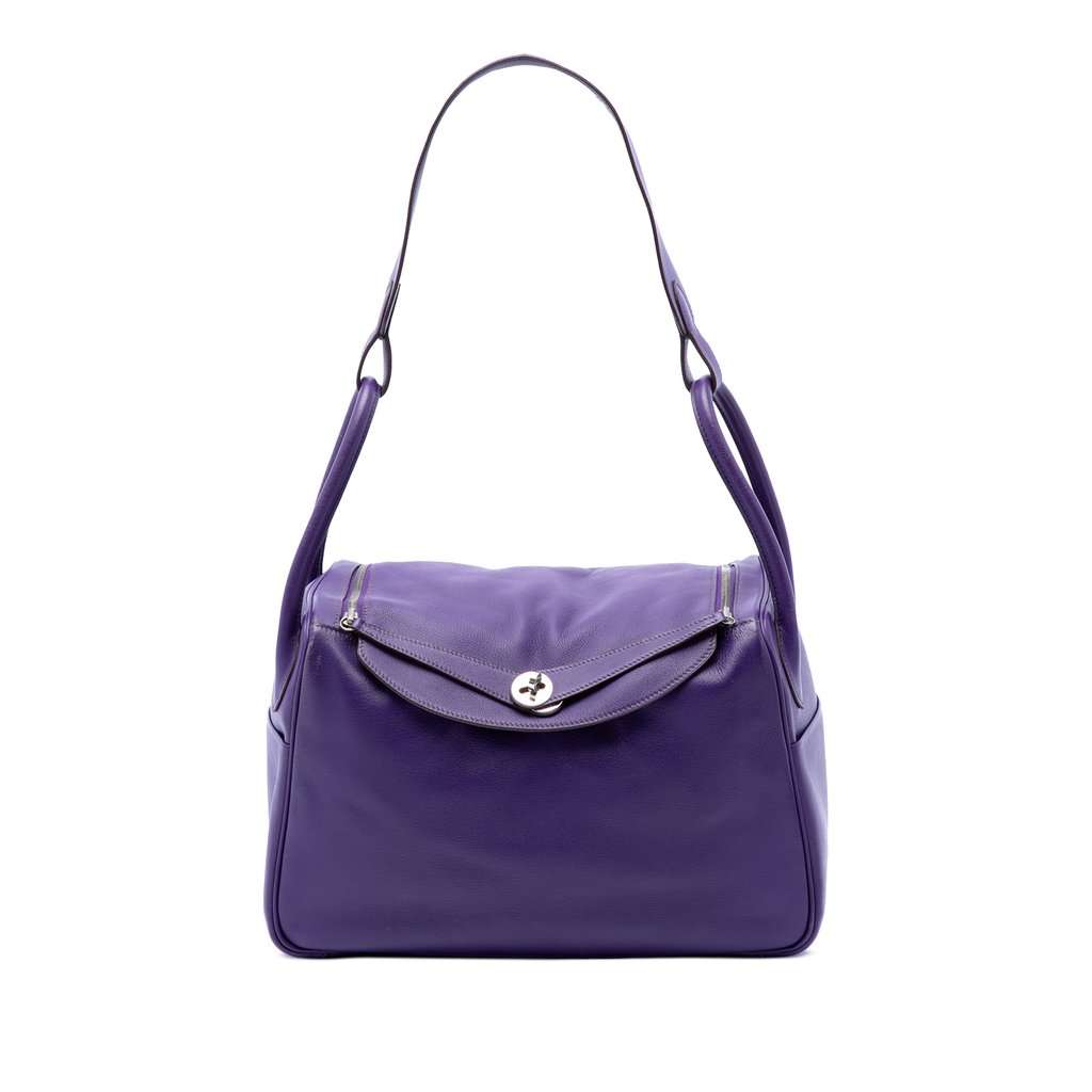 Hermès Swift Lindy 34 Purple Leather Very good condition - Front View