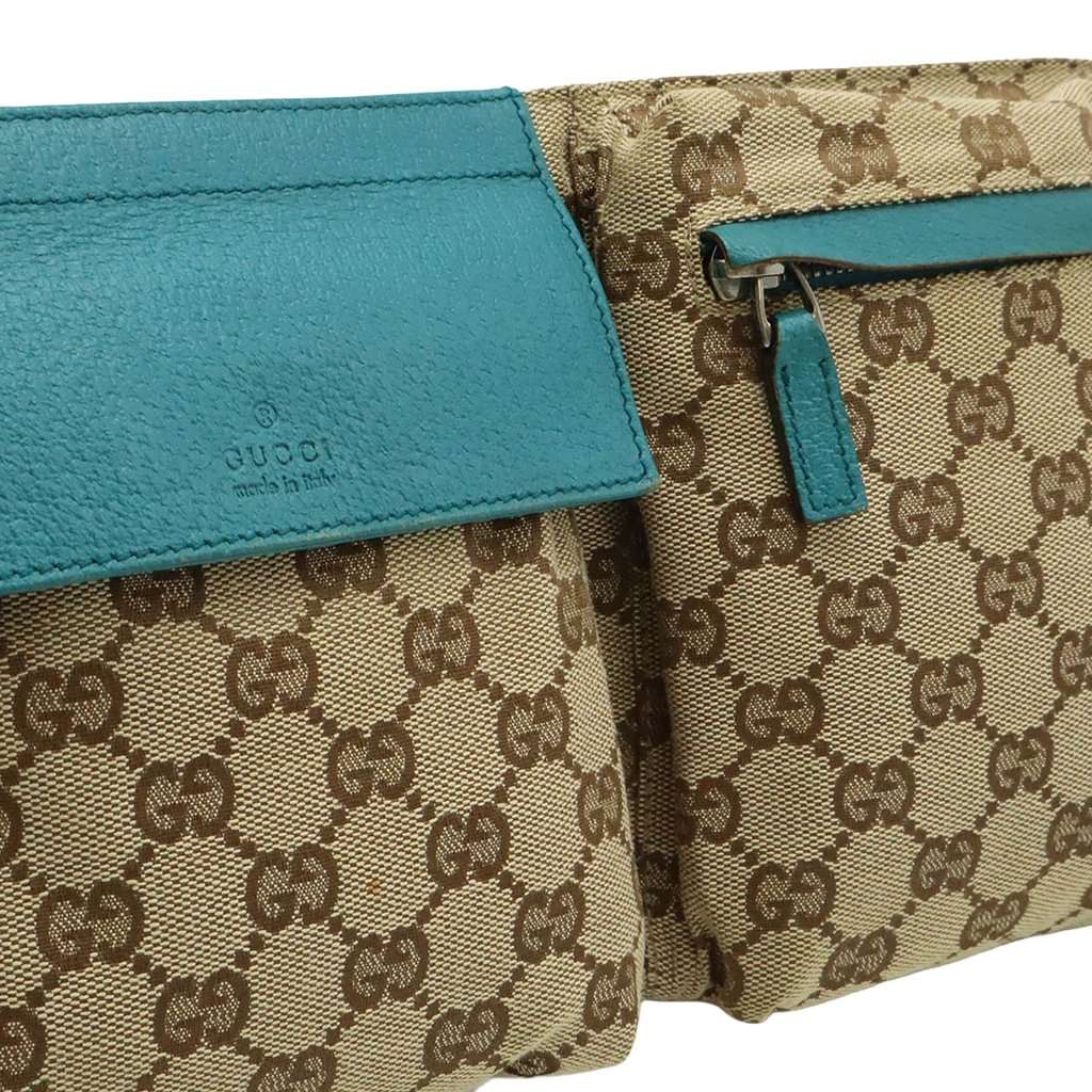 Gucci GG Canvas Web Double Pocket Belt Bag Beige Very good condition - Model View