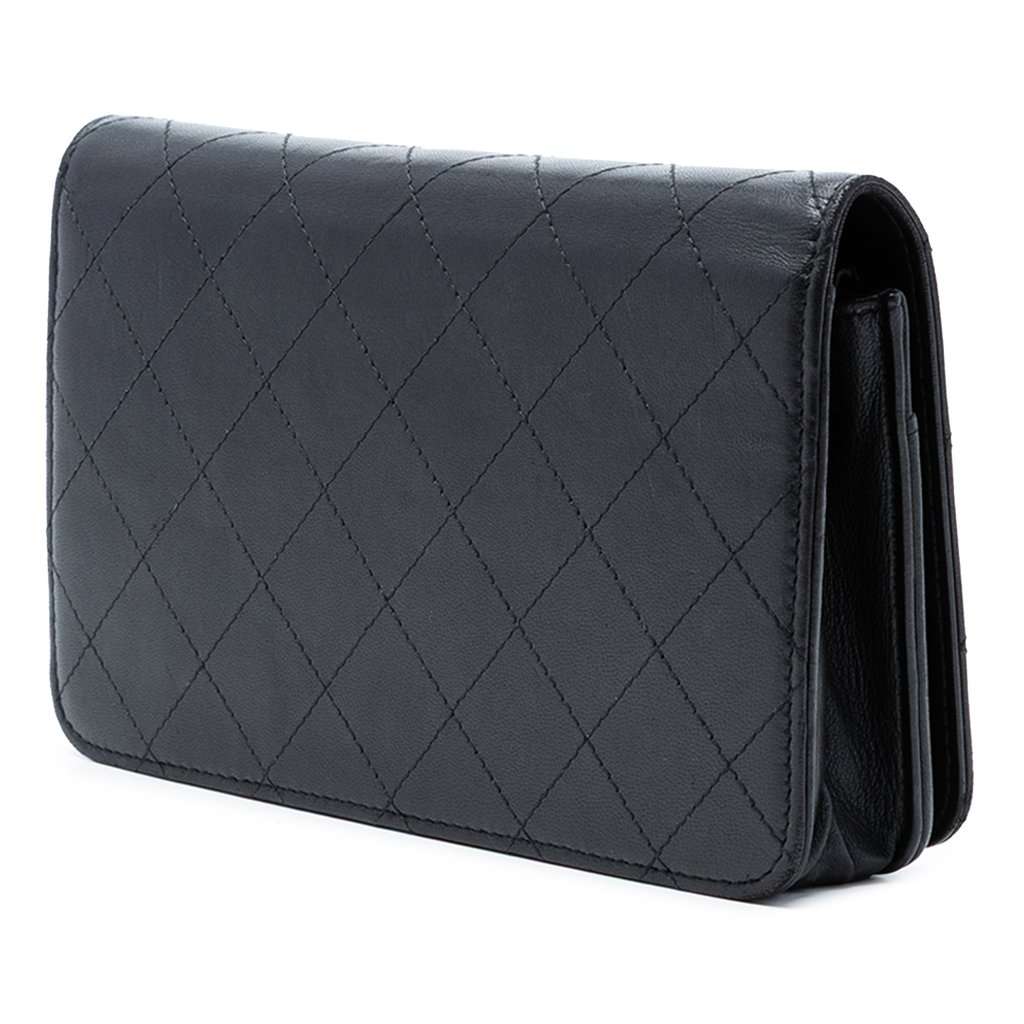 Chanel CC Stitched Calfskin Wallet on Chain Black Leather Very good condition - Back View