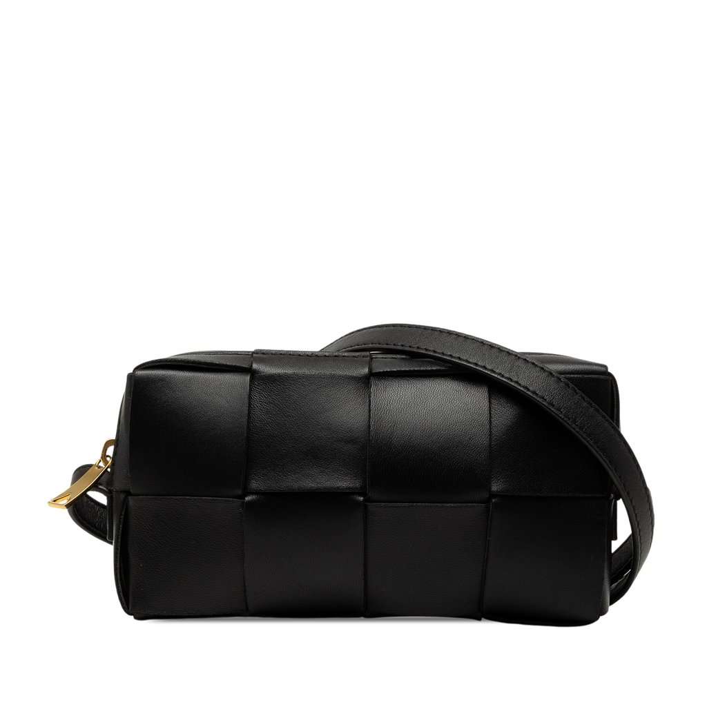 Bottega Veneta Mini Nappa Maxi Intrecciato Cassette Crossbody Black Leather Very good - Front View
