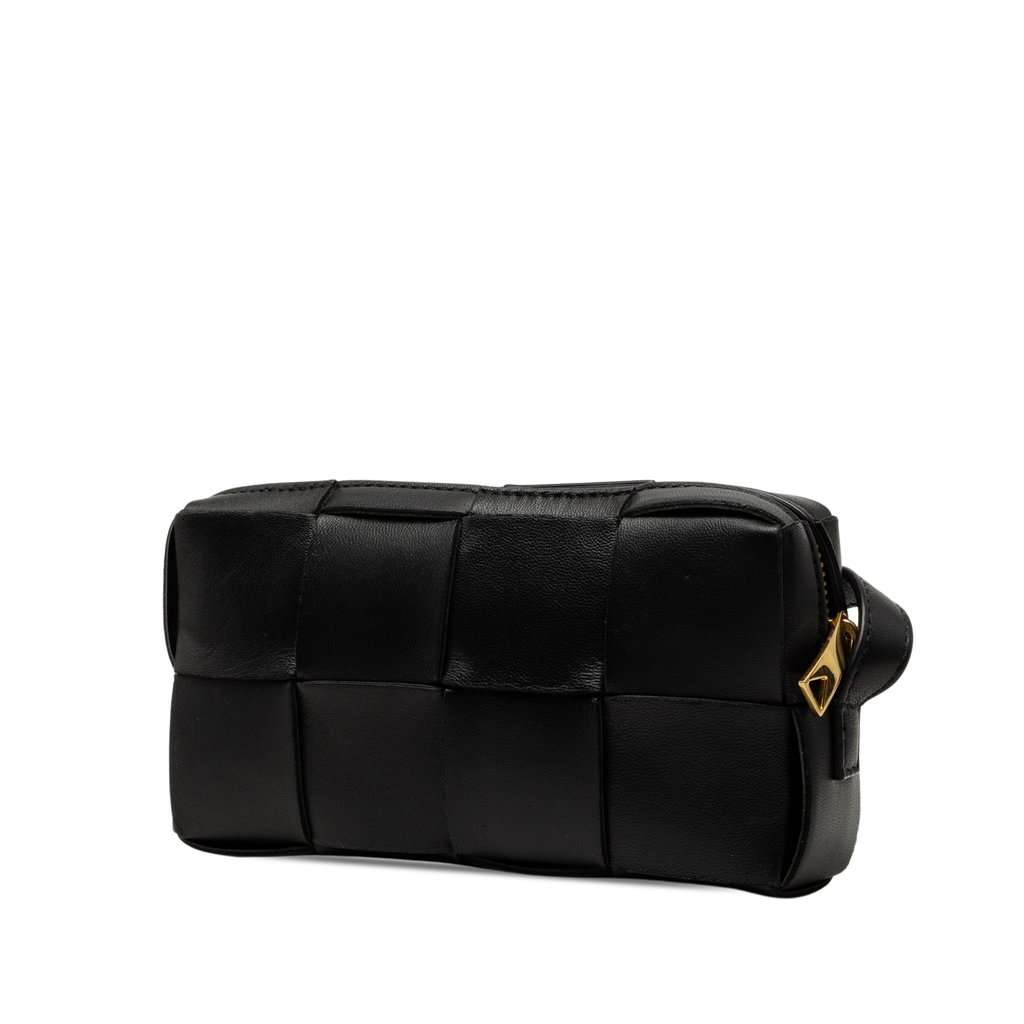 Bottega Veneta Mini Nappa Maxi Intrecciato Cassette Crossbody Black Leather Very good - Back View
