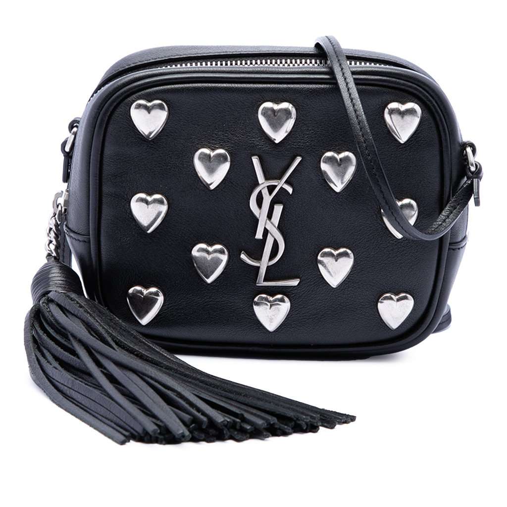 Saint Laurent Studded Calfskin Monogram Heart Blogger Crossbody Black Leather Very good condition - Front View