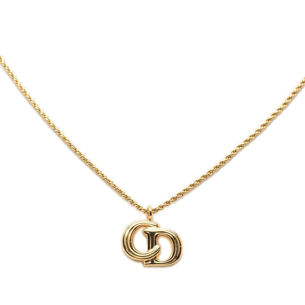 Dior Gold Plated CD Logo Pendant Necklace Gold Metal Very good condition - Back View