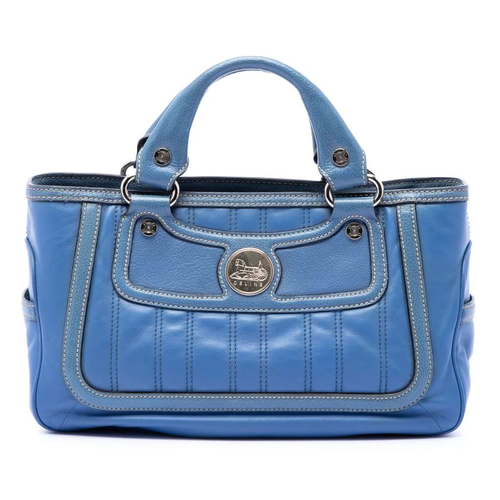 Celine Leather Boogie Horse Carriage Handbag Blue Leather Very good condition - Front View