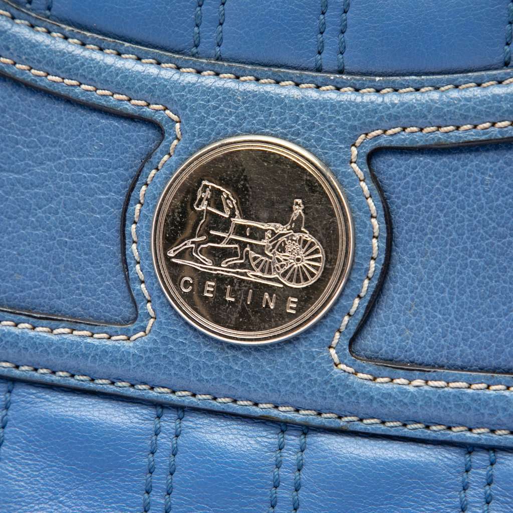 Celine Leather Boogie Horse Carriage Handbag Blue Leather Very good condition - Box View