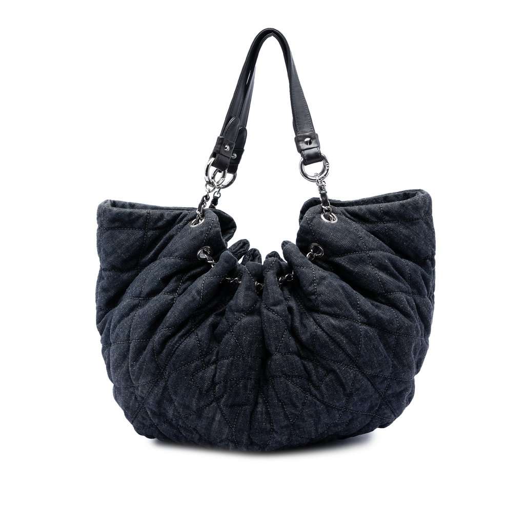 Chanel Quilted Denim Stretch Spirit Cabas Tote Blue Very good condition - Front View