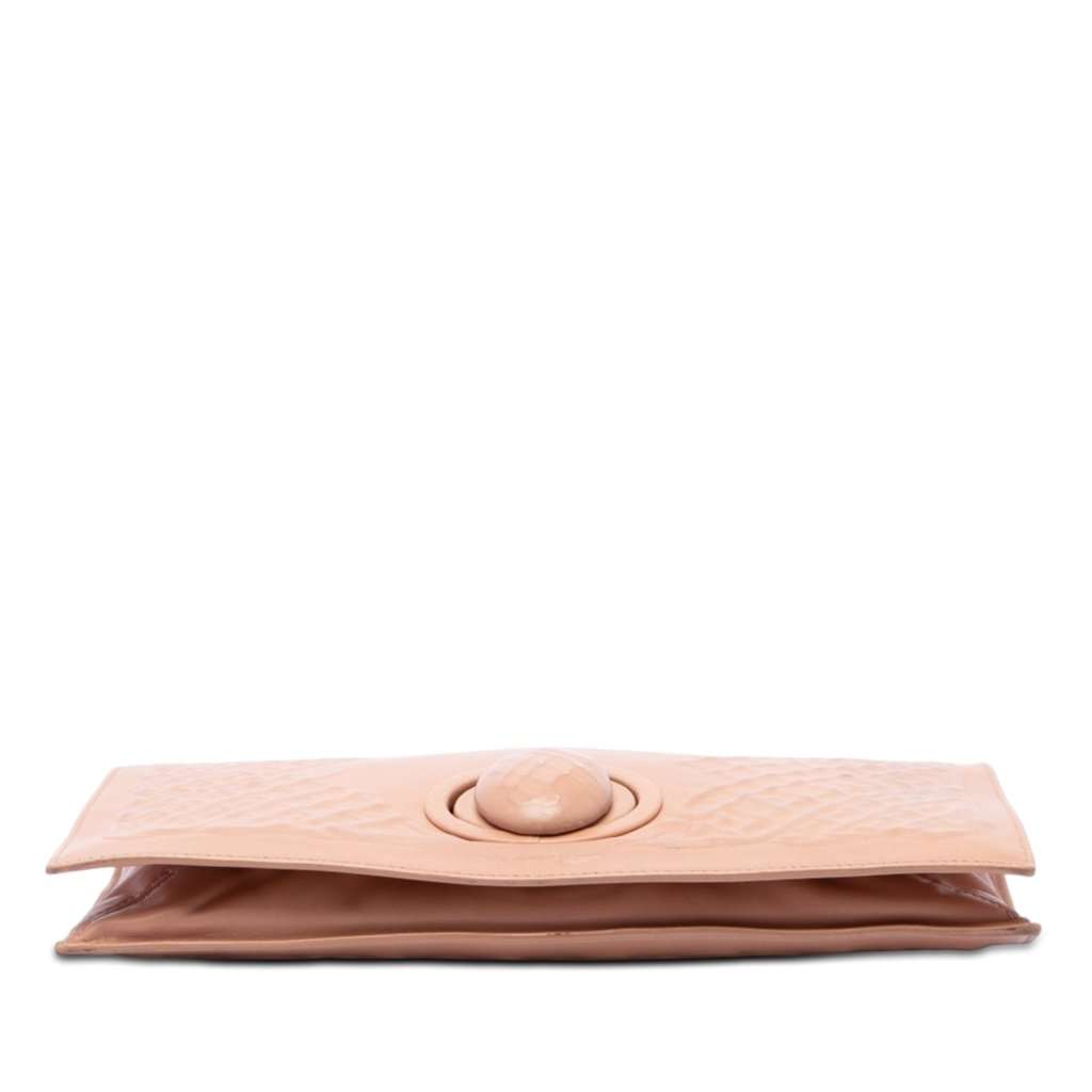 Bottega Veneta Nappa Embossed Intrecciato Turn Lock Clutch Brown Leather Very good - Inside View