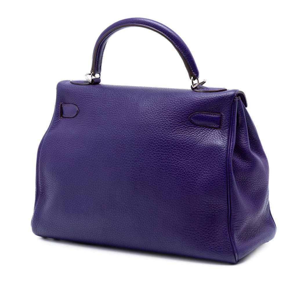Hermès Clemence Kelly II Retourne 32 Purple Leather Very good condition - Back View