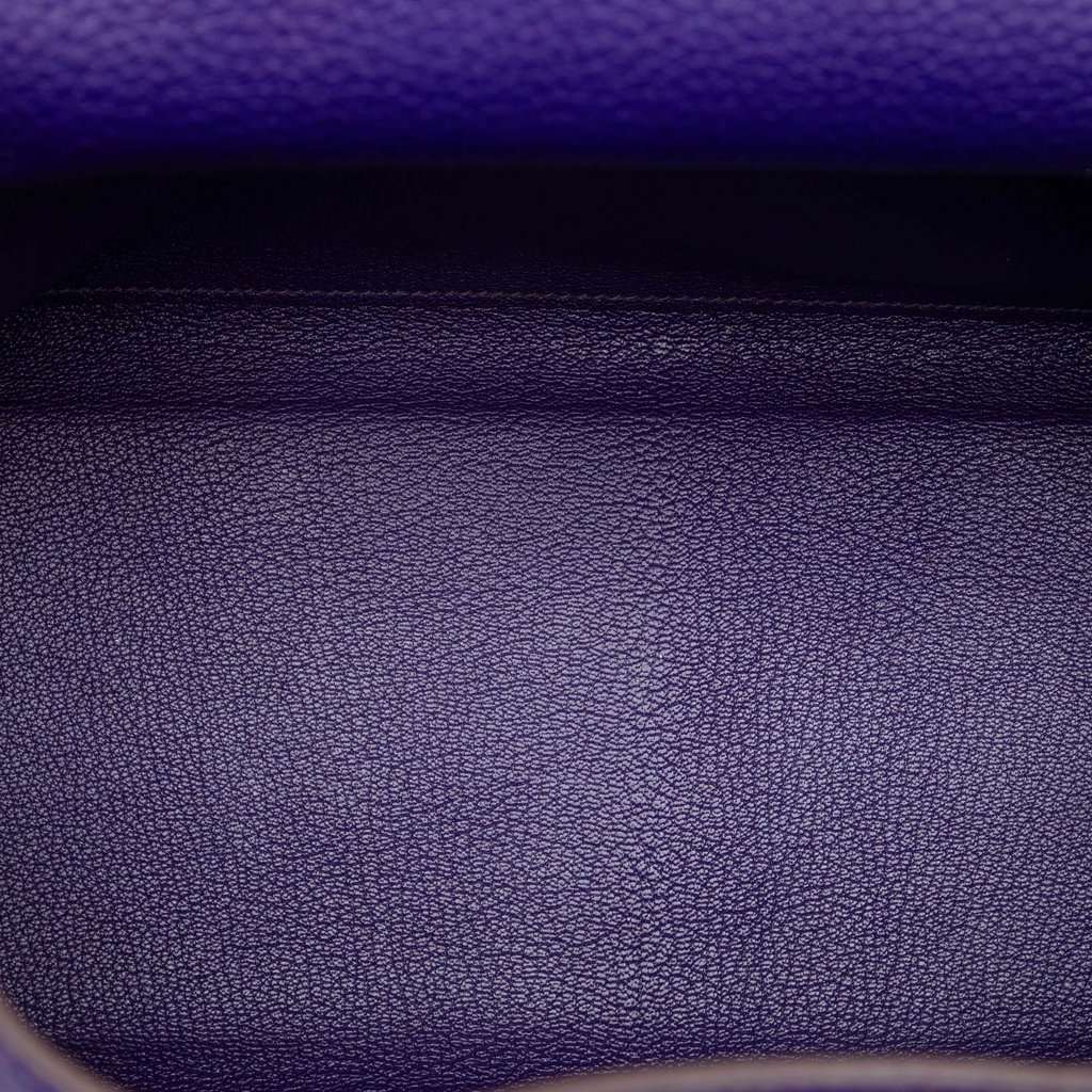 Hermès Clemence Kelly II Retourne 32 Purple Leather Very good condition - Model View