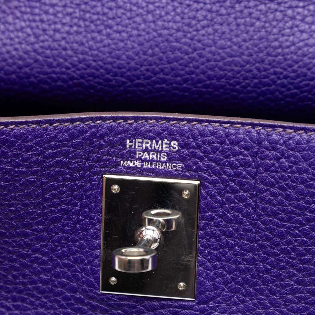 Hermès Clemence Kelly II Retourne 32 Purple Leather Very good condition - Box View