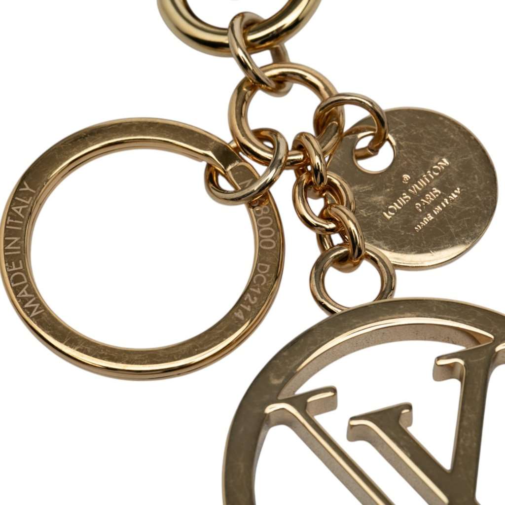 Louis Vuitton Gold Plated LV Circle Key Holder and Bag Charm Gold Metal Very good - Inside View