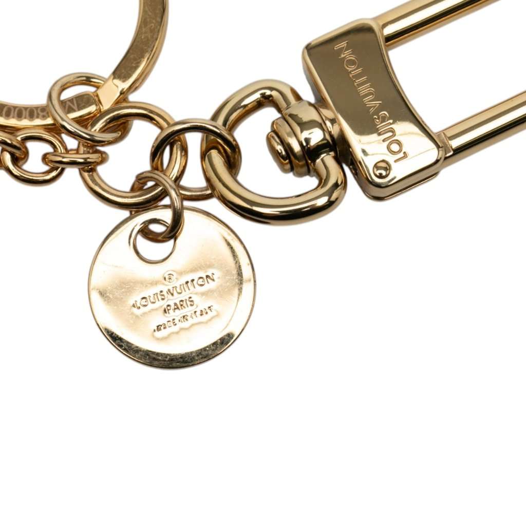 Louis Vuitton Gold Plated LV Circle Key Holder and Bag Charm Gold Metal Very good - Model View