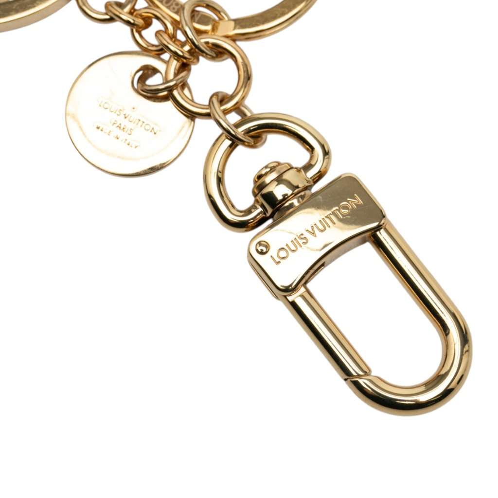 Louis Vuitton Gold Plated LV Circle Key Holder and Bag Charm Gold Metal Very good - Box View