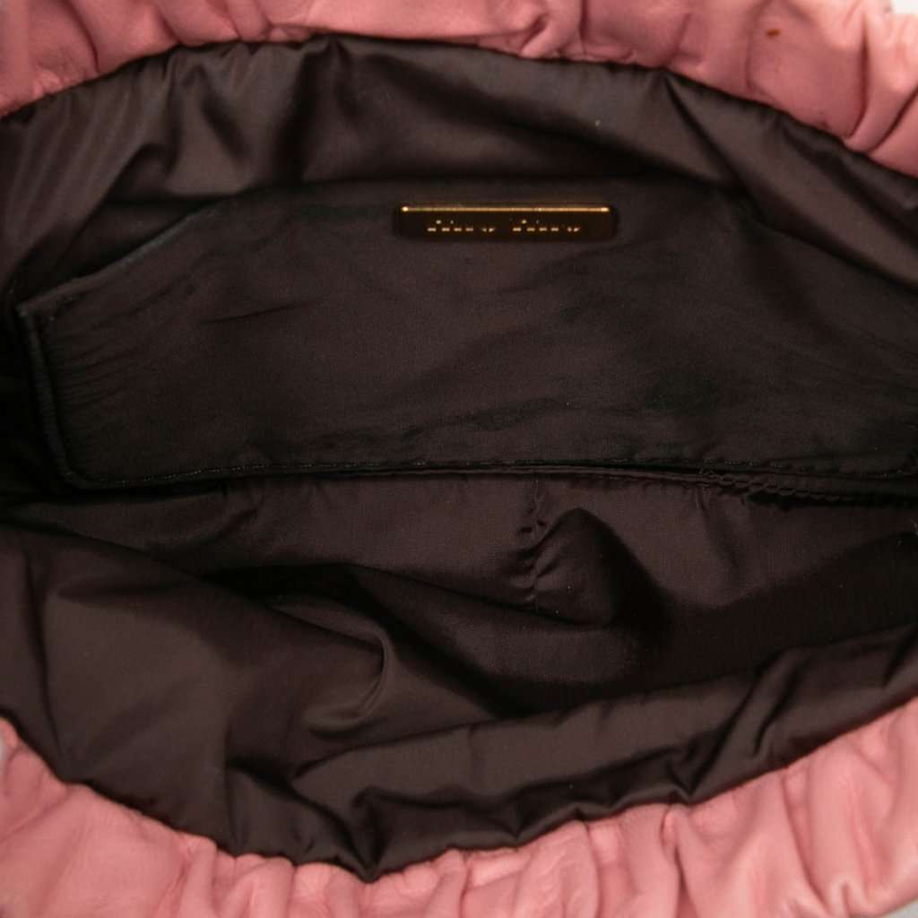 Miu Miu Lambskin Flower Applique Clutch with Strap Pink Leather Very good condition - Model View