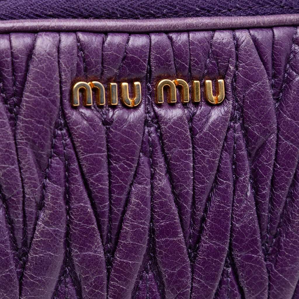 Miu Miu Nappa Matelasse Double Zip Handbag Purple Leather Very good condition - Box View