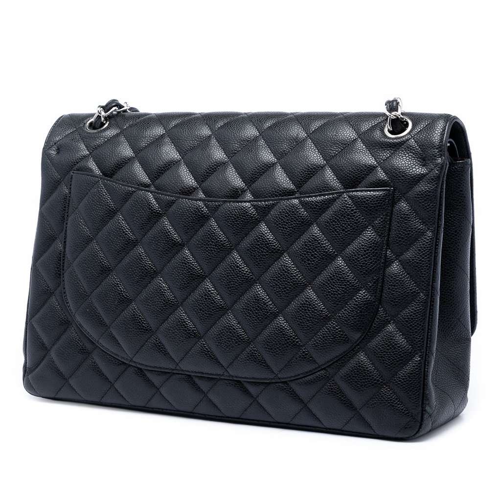 Chanel Maxi Classic Caviar Double Flap Black Leather Very good condition - Back View